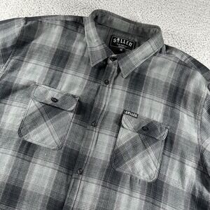 Sullen Plaid Flannel Shirt Mens 3x XXXL‎ Black Gray Heavyweight Craft Collection
